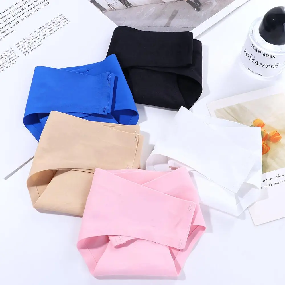 Korean Sexy Elastic Low-Waist Nylon Girl Ice Silk Panties Sports Thong Letter Seamless Briefs Women Intimates