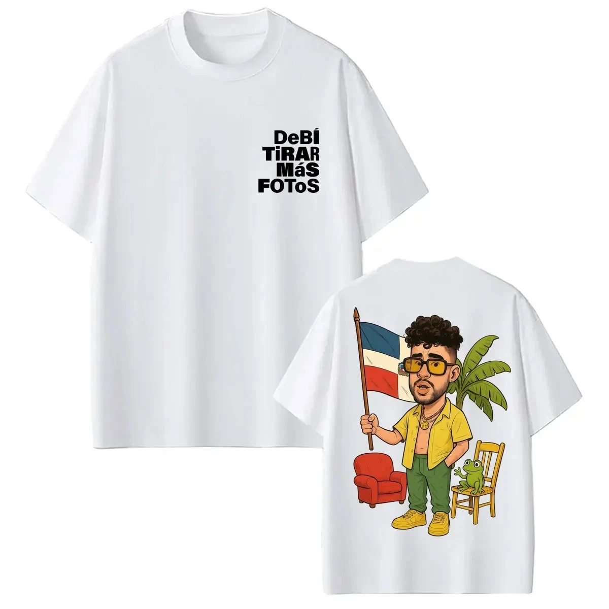 Men Women Retro T-shirt Rapper Bad Bunny T Shirt Debi Tirar Mas Fotos DTMF World Tour Fashion T-Shirts Hip Hop Cotton Fans Gifts
