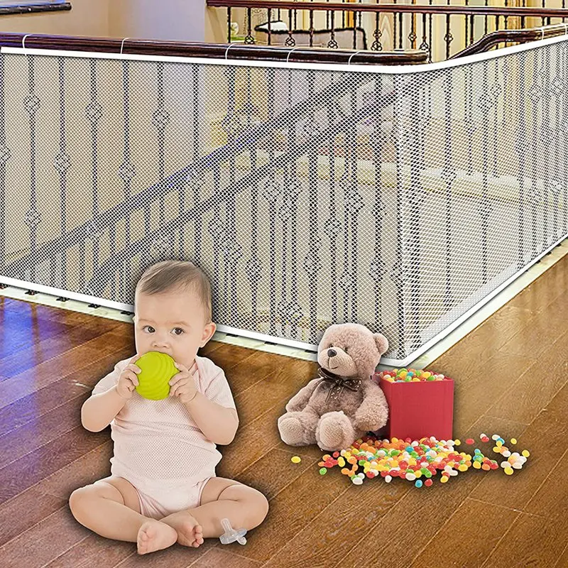 Rede de escada-trilho de segurança para bebê-corrimão de proteção de varanda corrimão de segurança para crianças, animais de estimação-indoor &