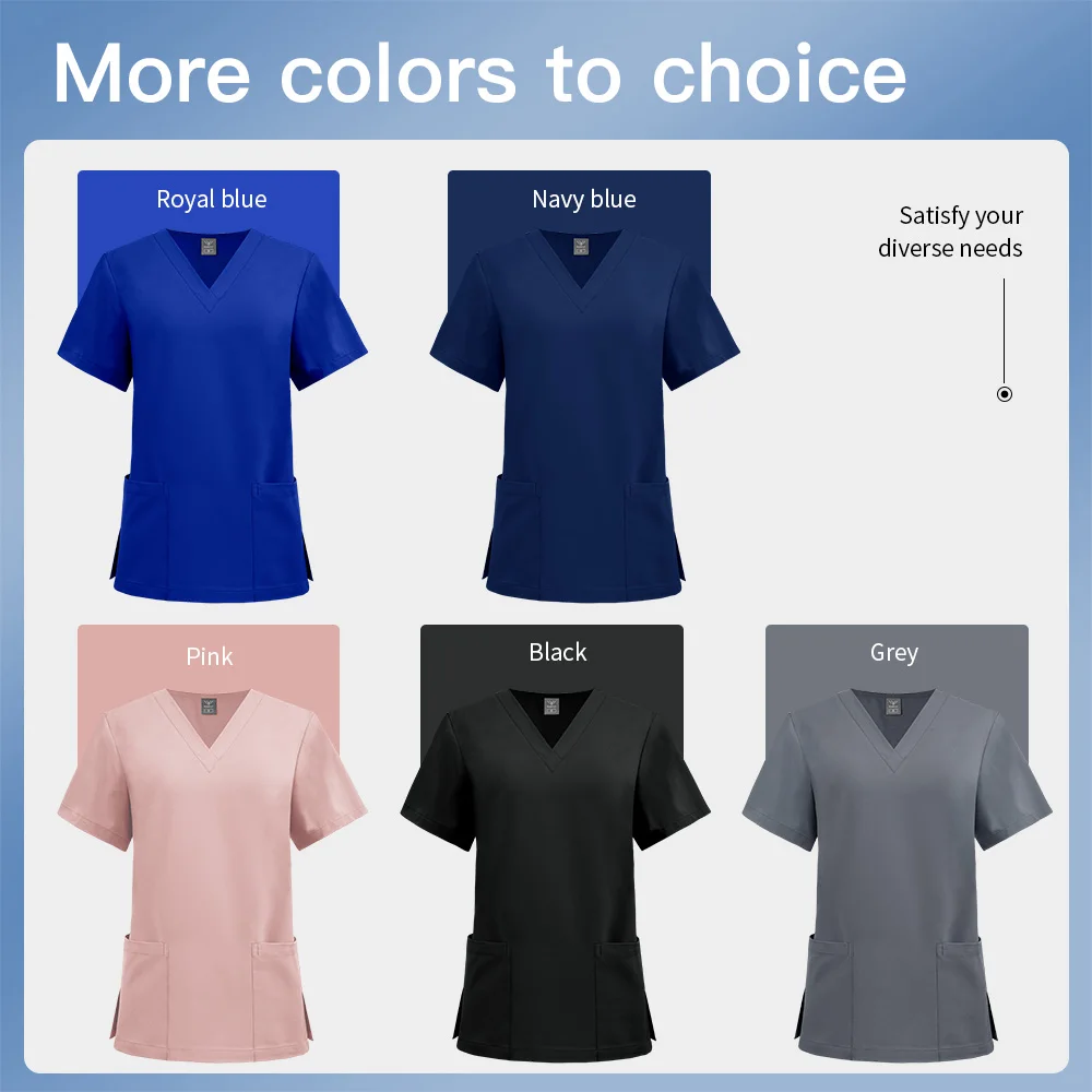 Niaahinn الحيوانات الأليفة الاستمالة ملابس العمل بلايز مستشفى غرفة العمليات الطبيب زي بلوزة للنساء بلون زي التمريض
