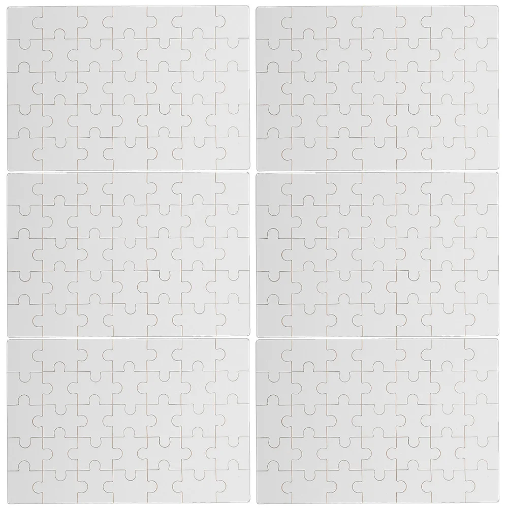 6개 블랭크 승화 퍼즐 열전사 공예 DIY 나무 조각 그림 그리기 활동 교육용 게임