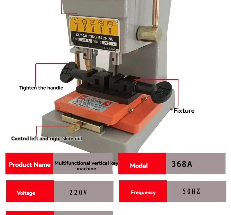 368A Manual Vertical Key Copying Machine, Punching & Drilling Key Duplicator with Milling Cutter