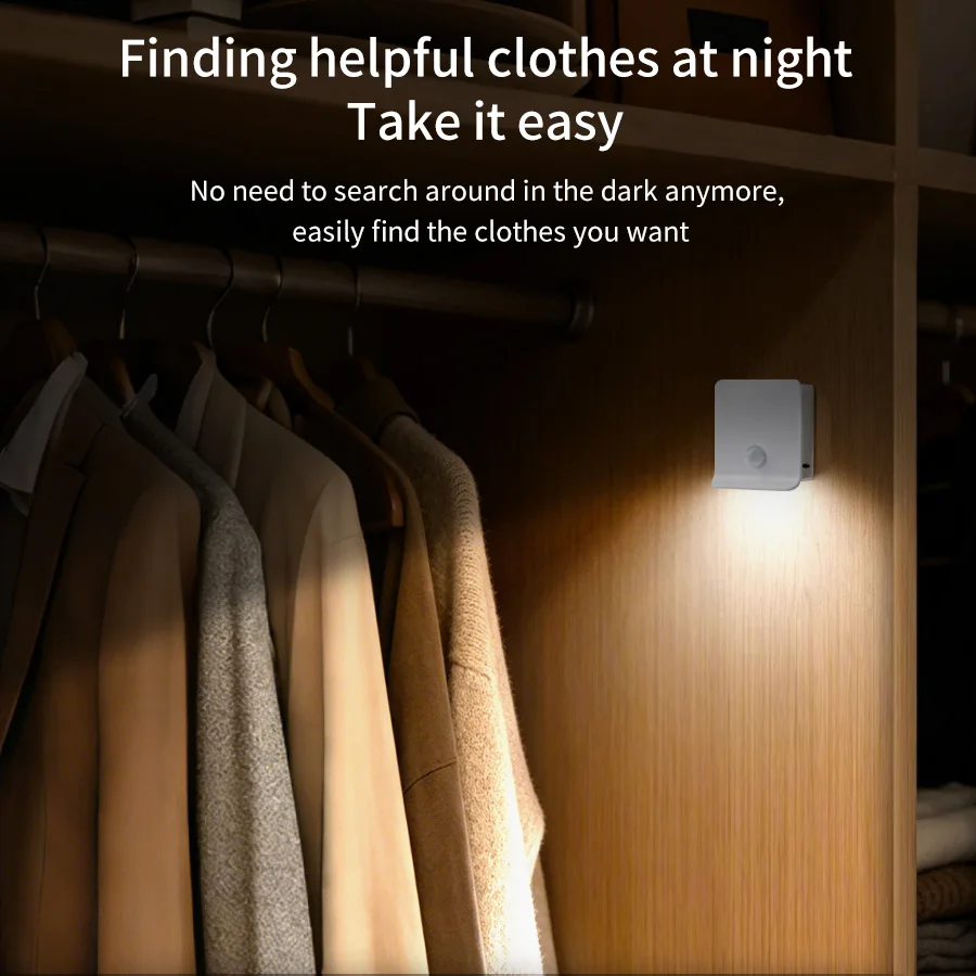 Motion Sensor LED Night Light USB Rechargeable Stick-on Magnetic Closet Cabinet Light for Hallway Bedroom Kitchen Stair Wardrobe