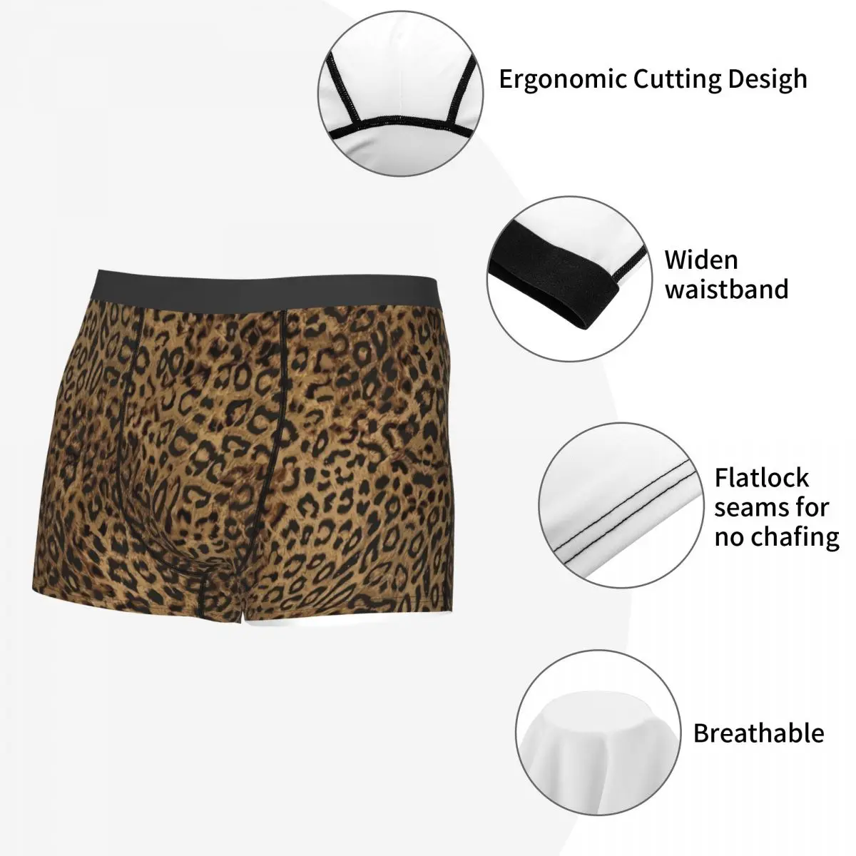 Cool Leopard Print Boxers Shorts Panties Men\'s Underpants Stretch Wild Animal Skin Briefs Underwear