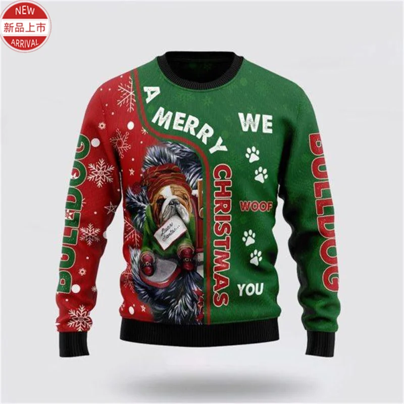 Christmas Cute Pugs Lovers 3D Printing Sweatshirts Merry Christmas Pull Dogs Graphic Ugly Christmas Sweater Mens New In Sweaters