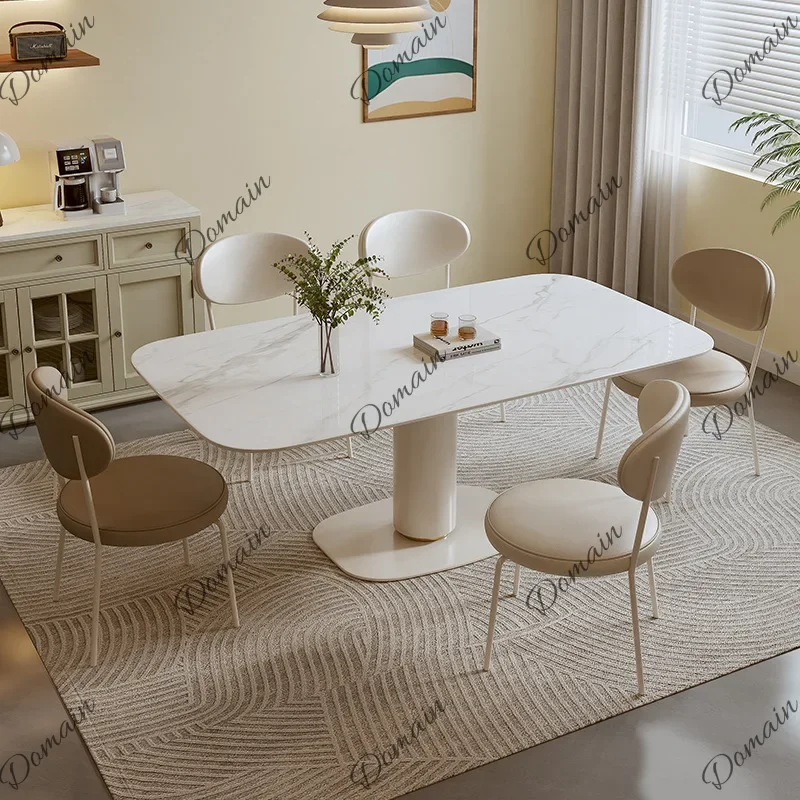 Cv Sintered Stone Dining Table Glossy Modern Minimalist Home Rectangular Italian Minimalist Dining Table And Chair Combination