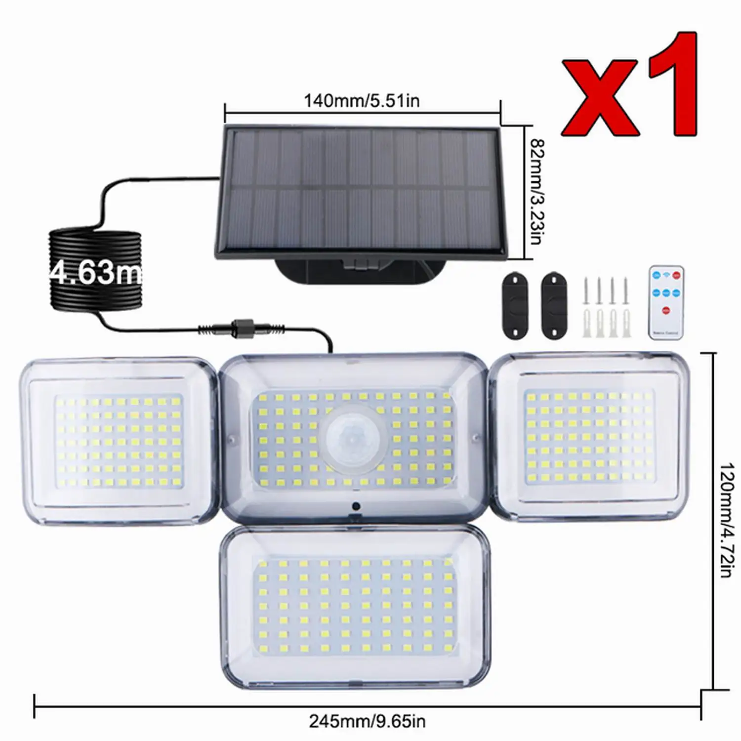 

333 LED Solar Powered Wall Light PIR Motion Sensor Floodlight Waterproof Outdoor Garden Lamp Park Fence Street Garden Decoration