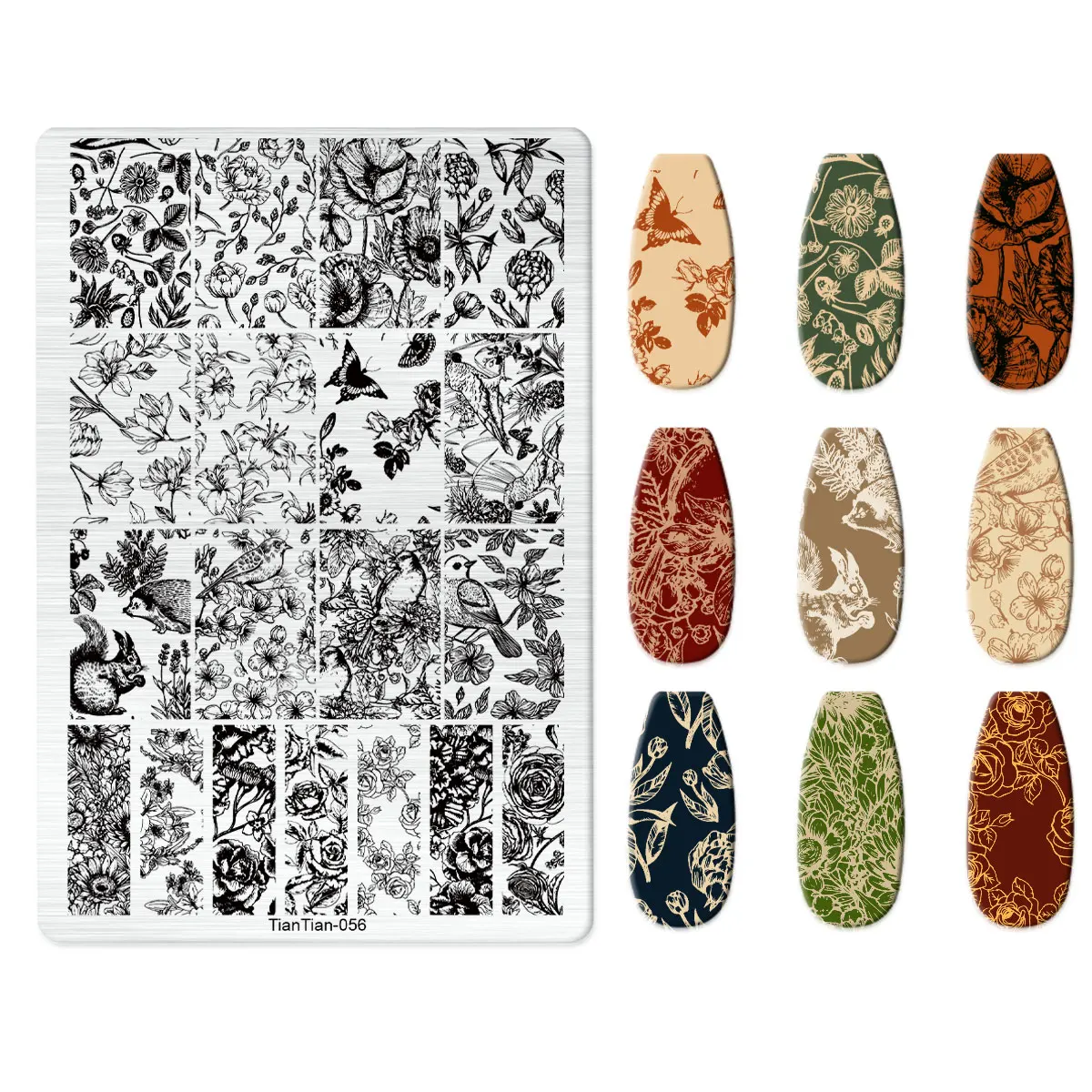 Cartoon Floral Leaves Nail Stamping Plates Image Transfer Template Geometric Flower Leaf Stainless Steel Stencil Nail Art Tools