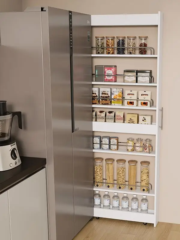 Refrigerator crevice cabinet pull rack kitchen multi-layer floor shelf corner very narrow seasoning storage locker