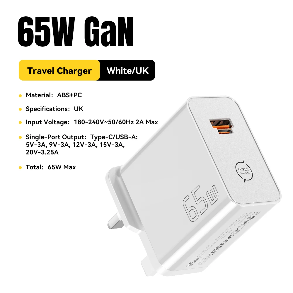 ESSAGER 65W GaN Ladegerät PD3.0 PPS QC4.0 Voll Kompatibel für iPhone 17 16 Samsung S26 MacBook Air Huawei Laptop PD Schnellladegerät
