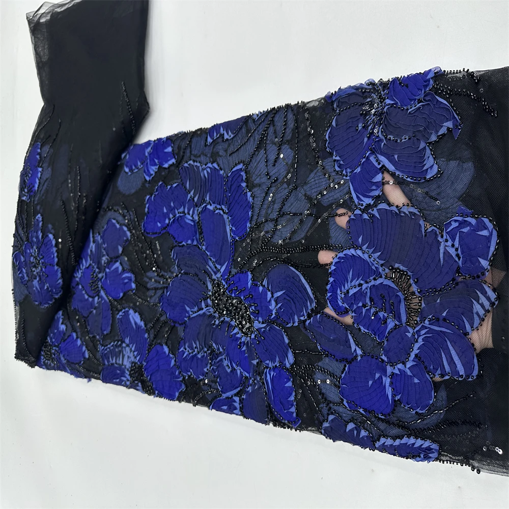 

Свадебное платье из французской шифоновой кружевной ткани, африканская кружевная ткань с бисером 2025, высококачественная шифоновая вышивка, нигерийские блестки