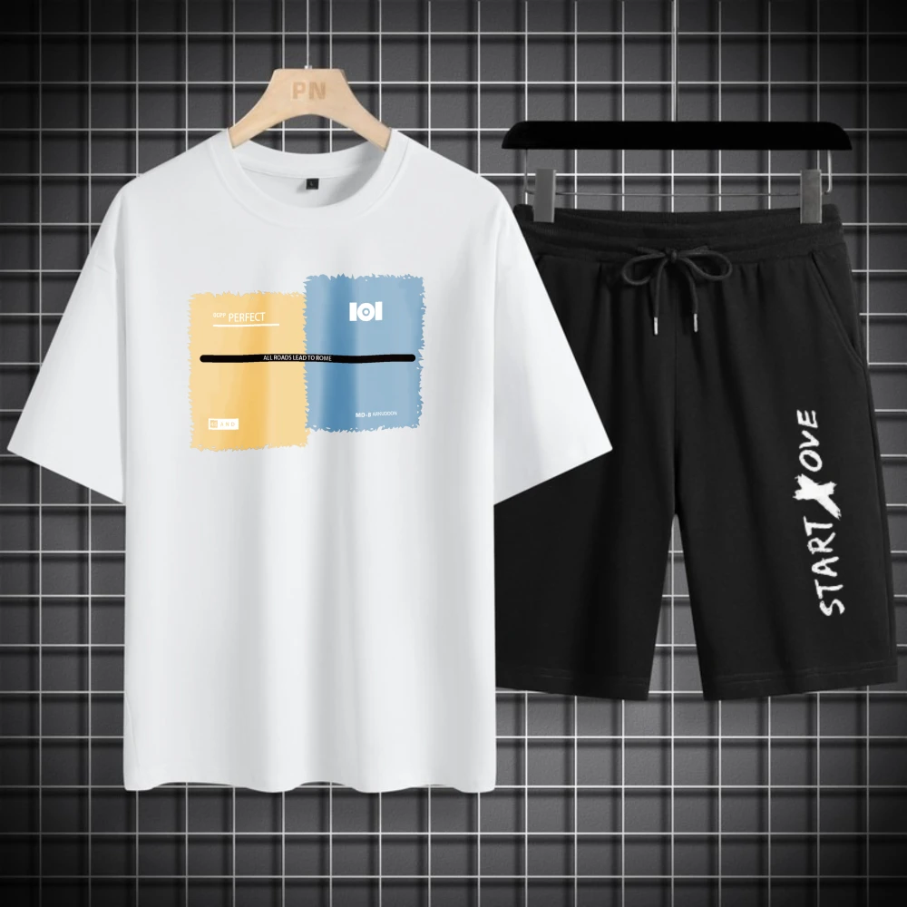 2026 Sommer-Sets Modischer Trainingsanzug für Herren Kurzarm-T-Shirts Sport-Shorts Zweiteiliger Anzug Herren Jogger Sweathosen Outfits Zweiteiliges Set