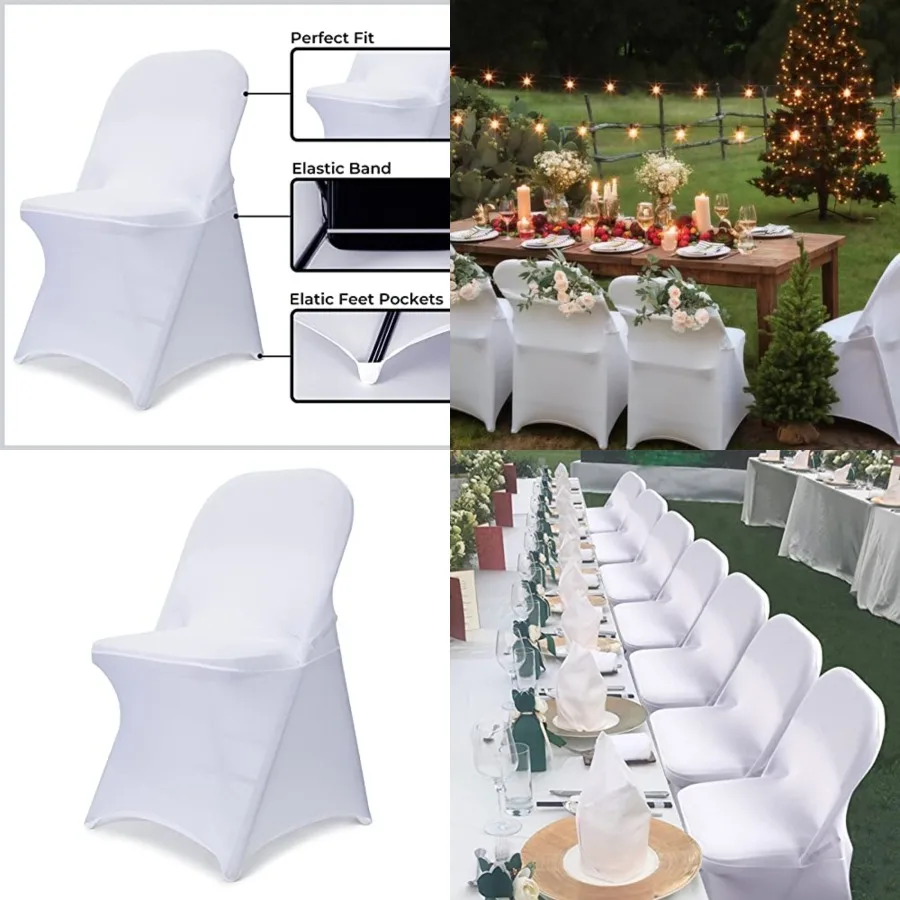 

Spandex Folding Chair Covers - Upgraded Universal Stretch Washable Fitted Chair Slipcovers Protector for Wedding, Holidays, Ban