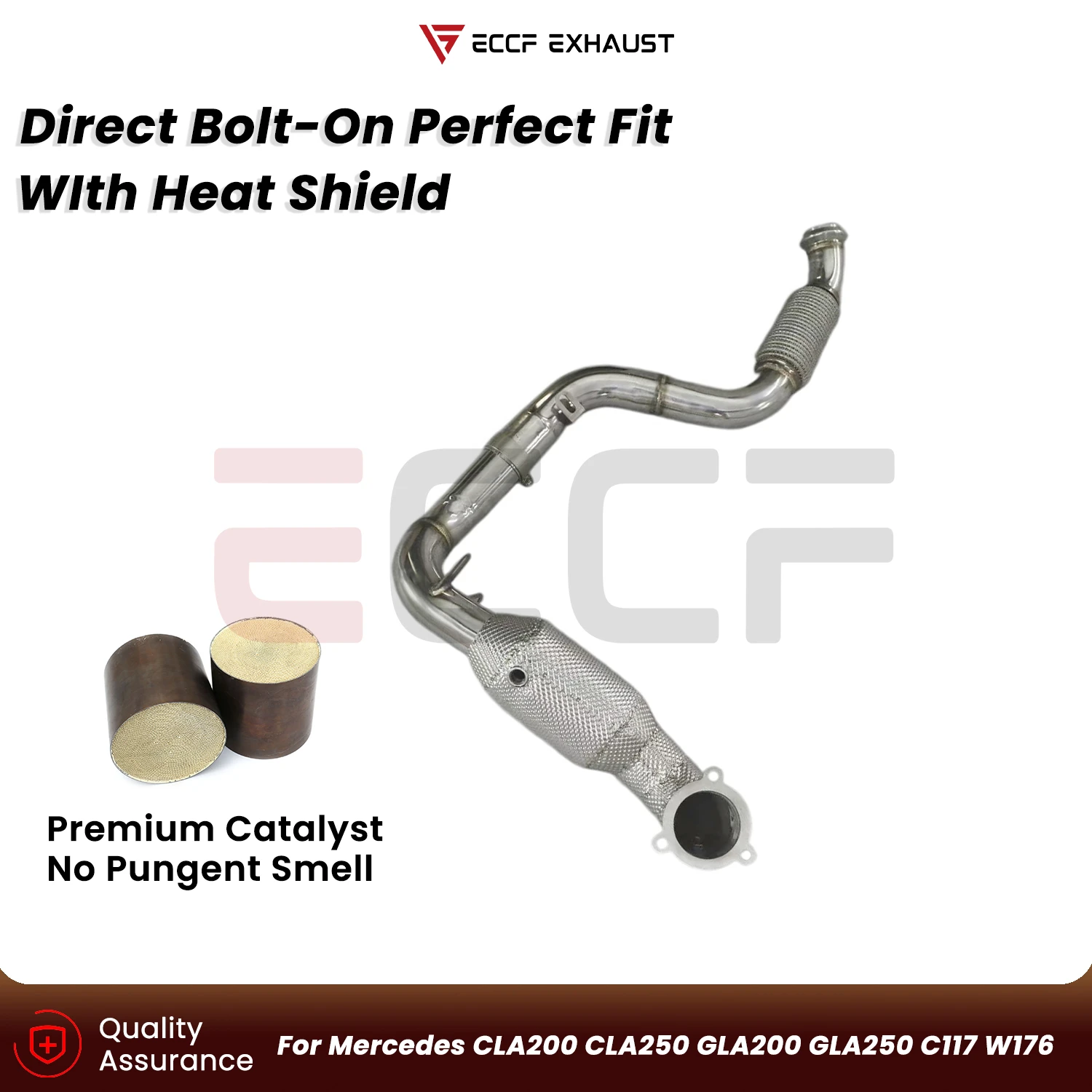 

Sporty Downpipe with Heat Insulation For Mercedes CLA200 CLA250 GLA200 GLA250 C117 W176 Plug and Play Upgrade Performance
