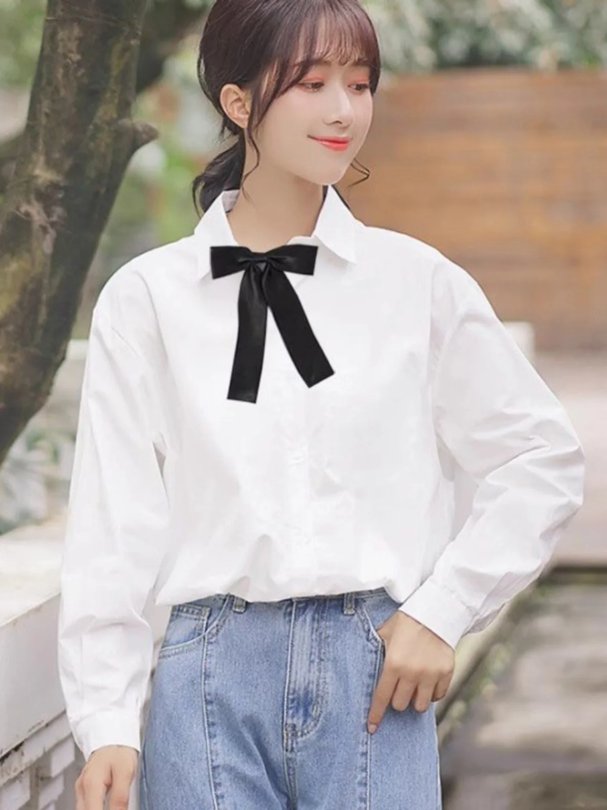 

Белая женская формальная рубашка с коротким рукавом, весенняя, в стиле JK, с узлом, для студентов, деловая рубашка с длинным рукавом, внутренняя одежда