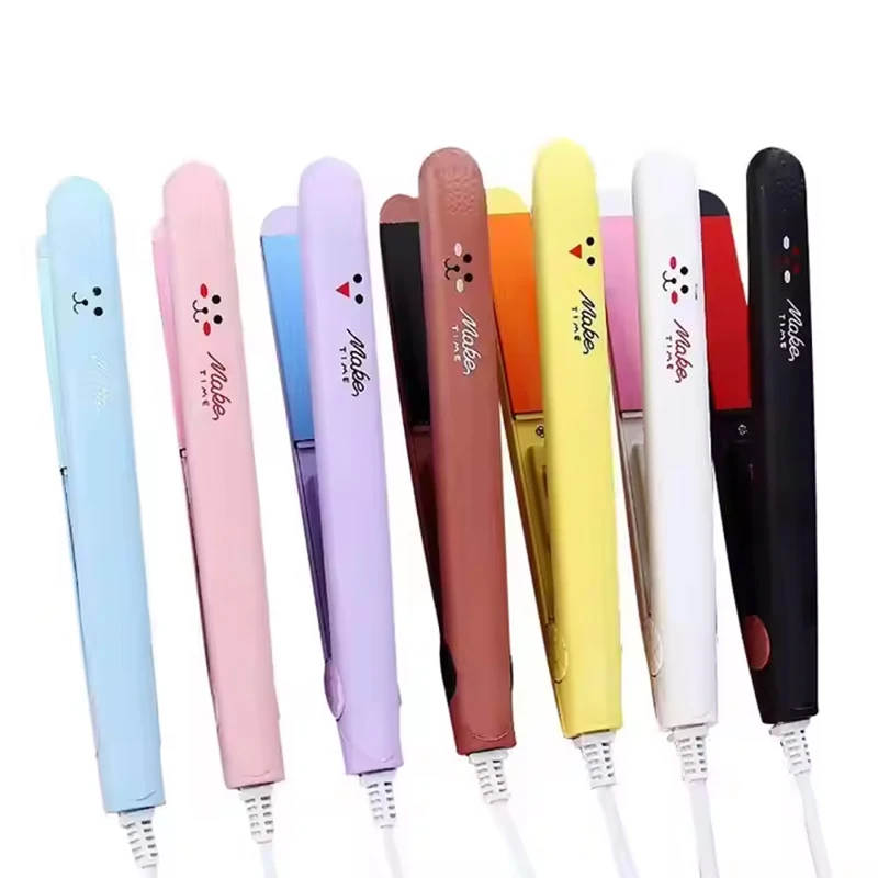 

2 в 1, портативная дорожная челка с героями мультфильмов, шина для волос, нагревательные бигуди, керамическая пластина, ионный мини-выпрямитель для волос с утюгом