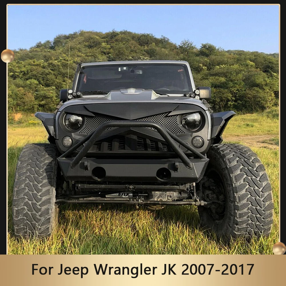 

ABS Upper Grid Shell For Jeep Wrangler JK 2007-2017 Matte Black Front Grille Car Hood Radiator Grill Racing Grills Cover