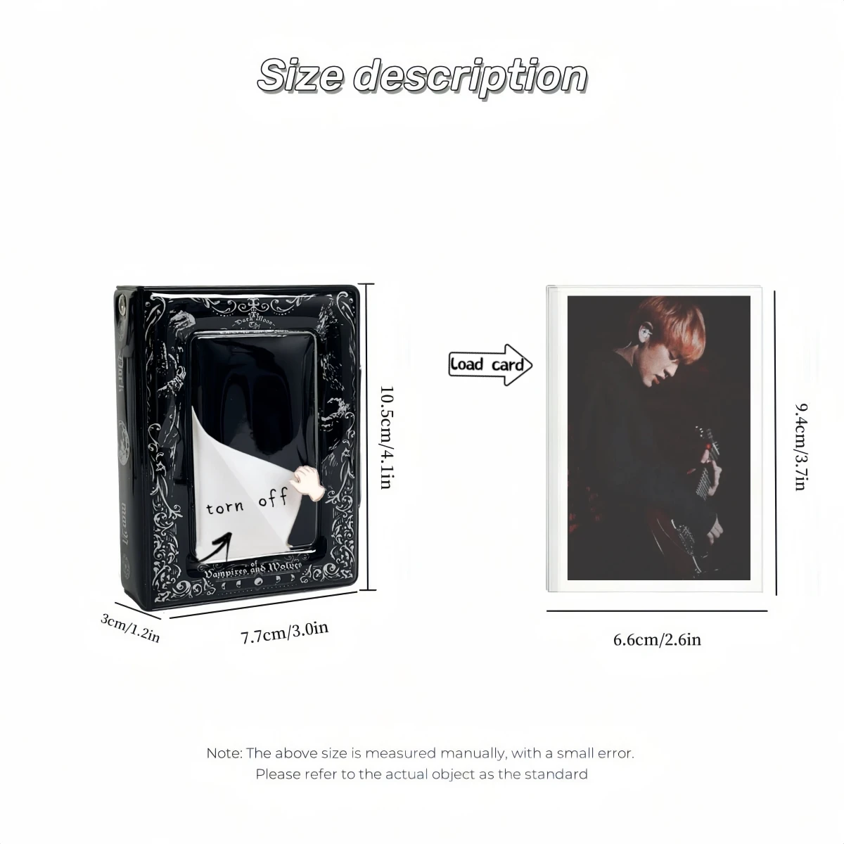 Black Gothic Dark Style Small Card Photo Card Bag Mini Album  3-3.5 In Celebrity Album Card Book Suitable Celebrity Small Cards
