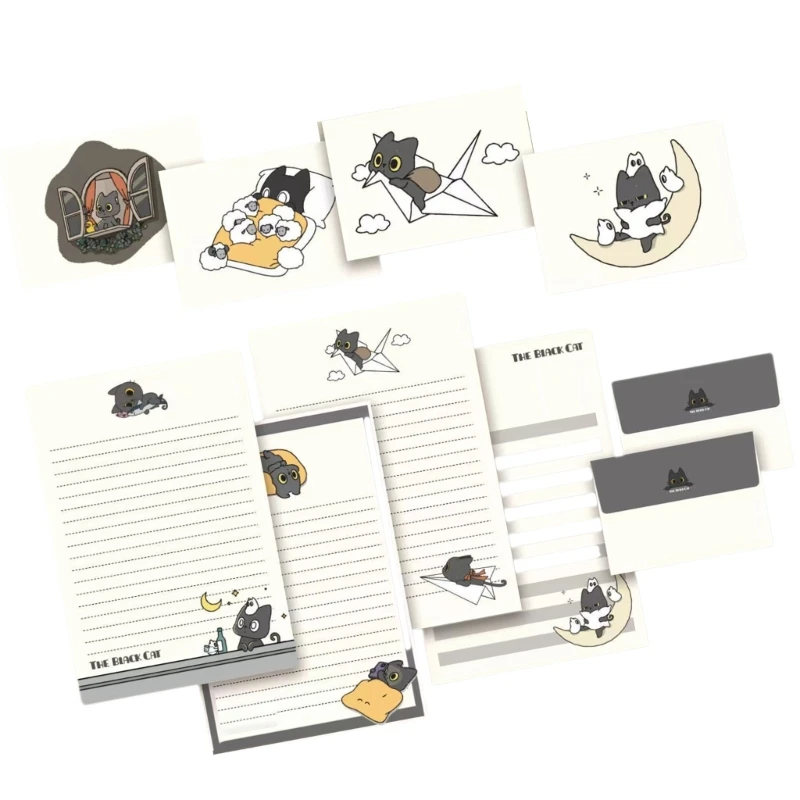 1 Definir papel papelaria gatos Conjunto papel redação e envelopes