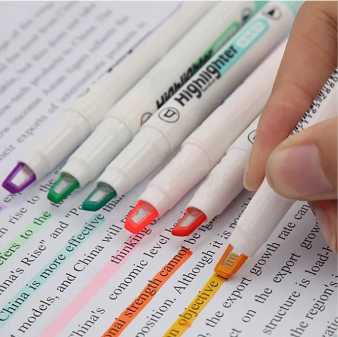 

6pcs Windowable Highlighter Crystal Tip Macaron Student Learning Gift Set Markers