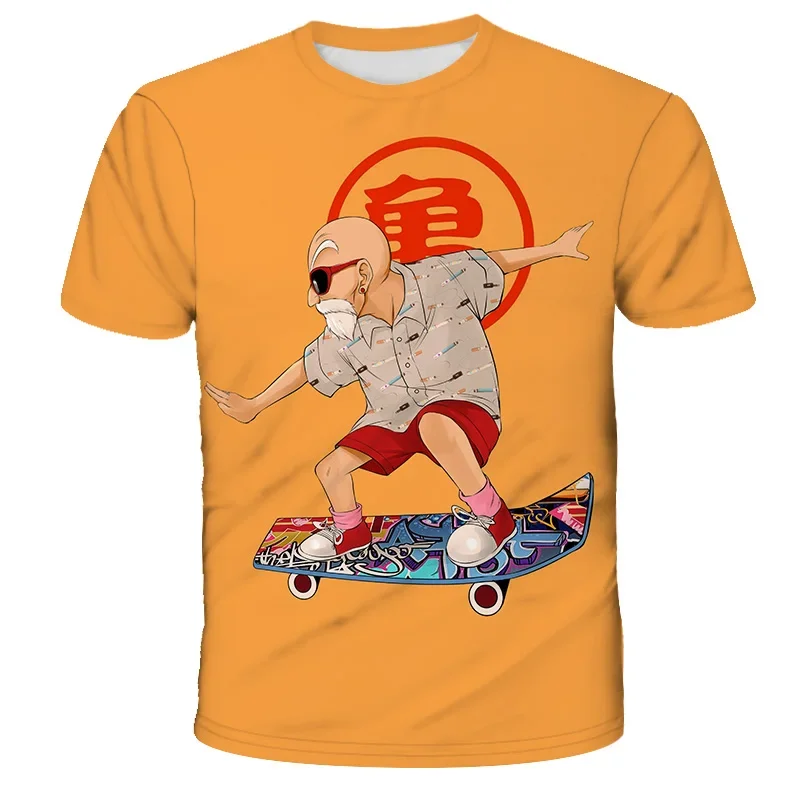 Anime Dragon Ball Master Roshi Figure Top Men Kids Casual T-shirt Tshirt Short Sleeve T Shirt Cool Cartoon Male Streetwear Boys