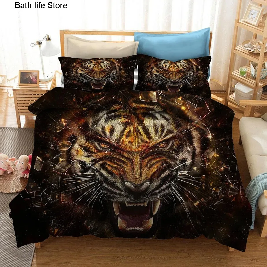 3D Fashion Digital Printing Tiger Bedding Set Children Bed Linen Set Animal Bed Duvet Cover Set Twin For Adults Boys King Size