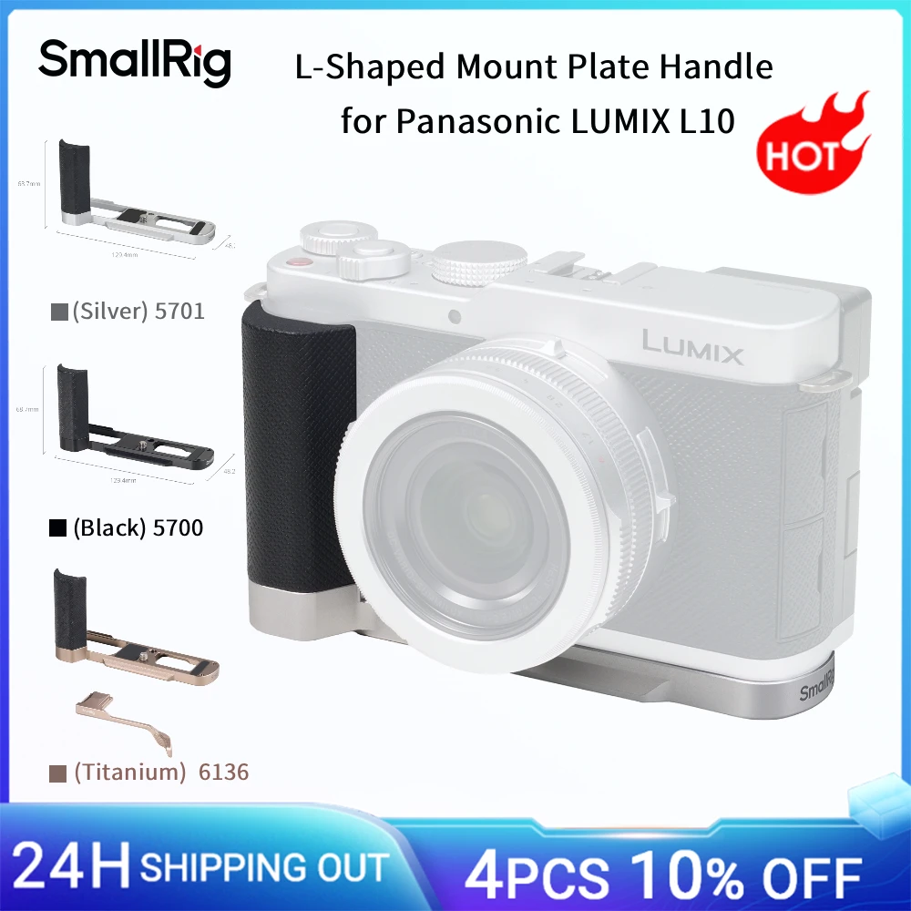 SmallRig L-förmiger Haltegriff für Panasonic LUMIX L10, integrierter Silikongriff mit Arca-Swiss Schnellwechselplatte für Stativ