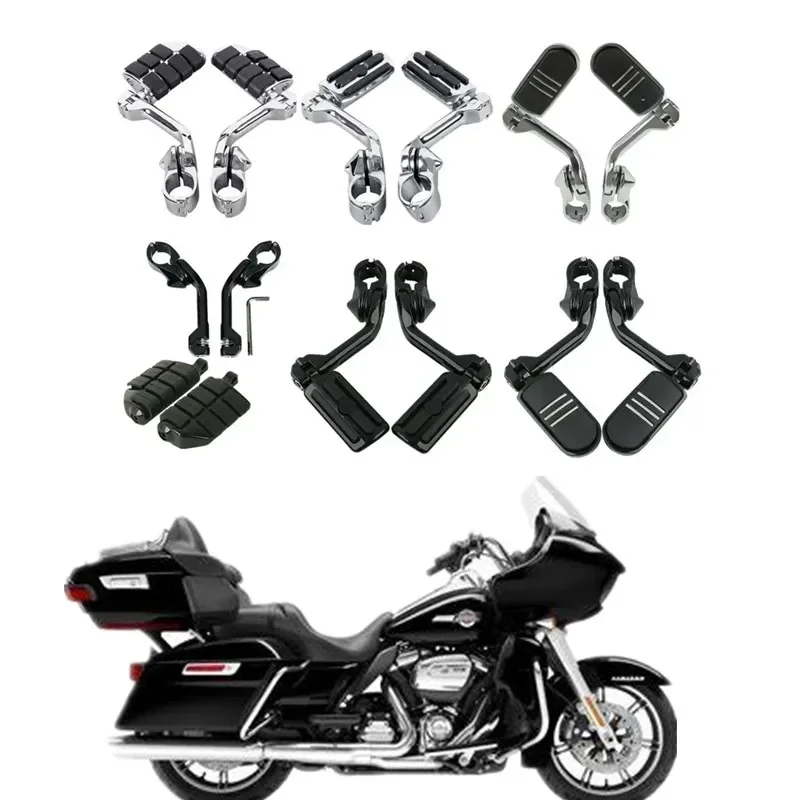 

Для Harley Touring хромированные/черные обтекаемые мотоциклетные подножки длиной 1,25 дюйма и крепление для мотоциклов, аксессуары