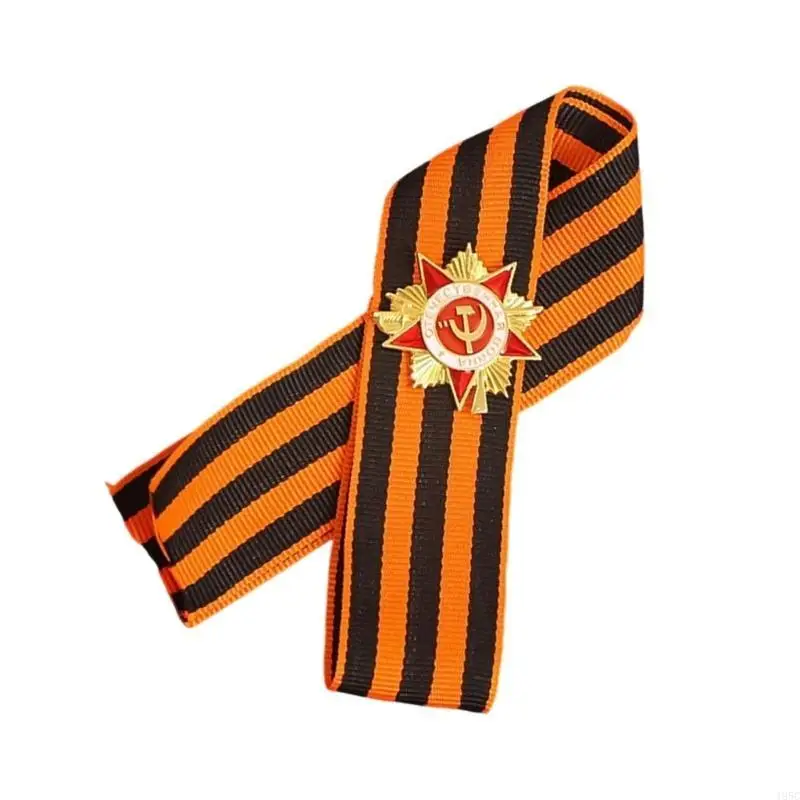 195C Retro StGeorge Ribbon Badge Crafted from Sturdy Alloy Materials Portable for Historical Exhibitions and Themed Parties