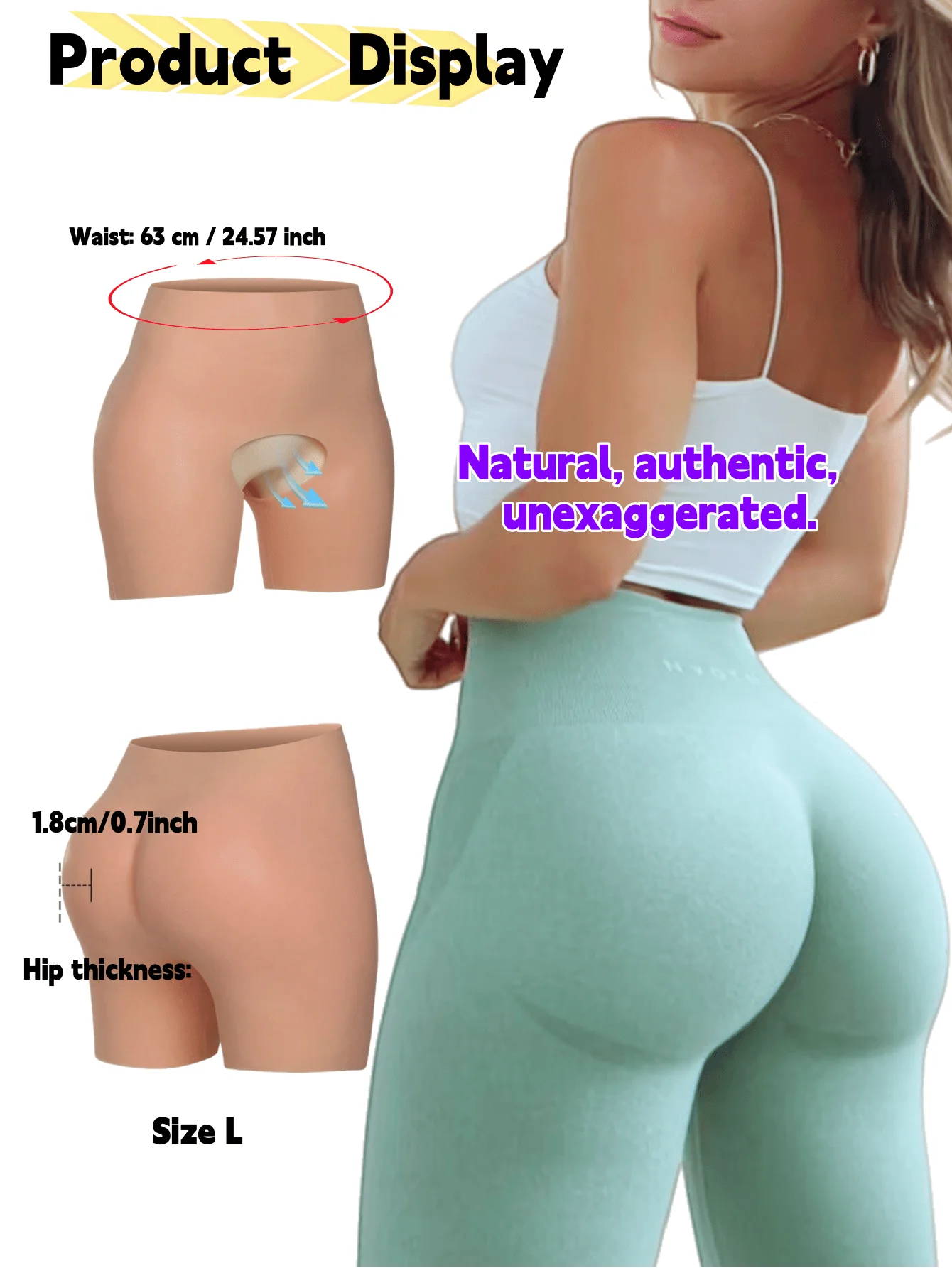 

Silicone tummy control and butt lift three-quarter shorts, suitable for waist sizes 64cm-100cm, thickened hip and buttock shapi