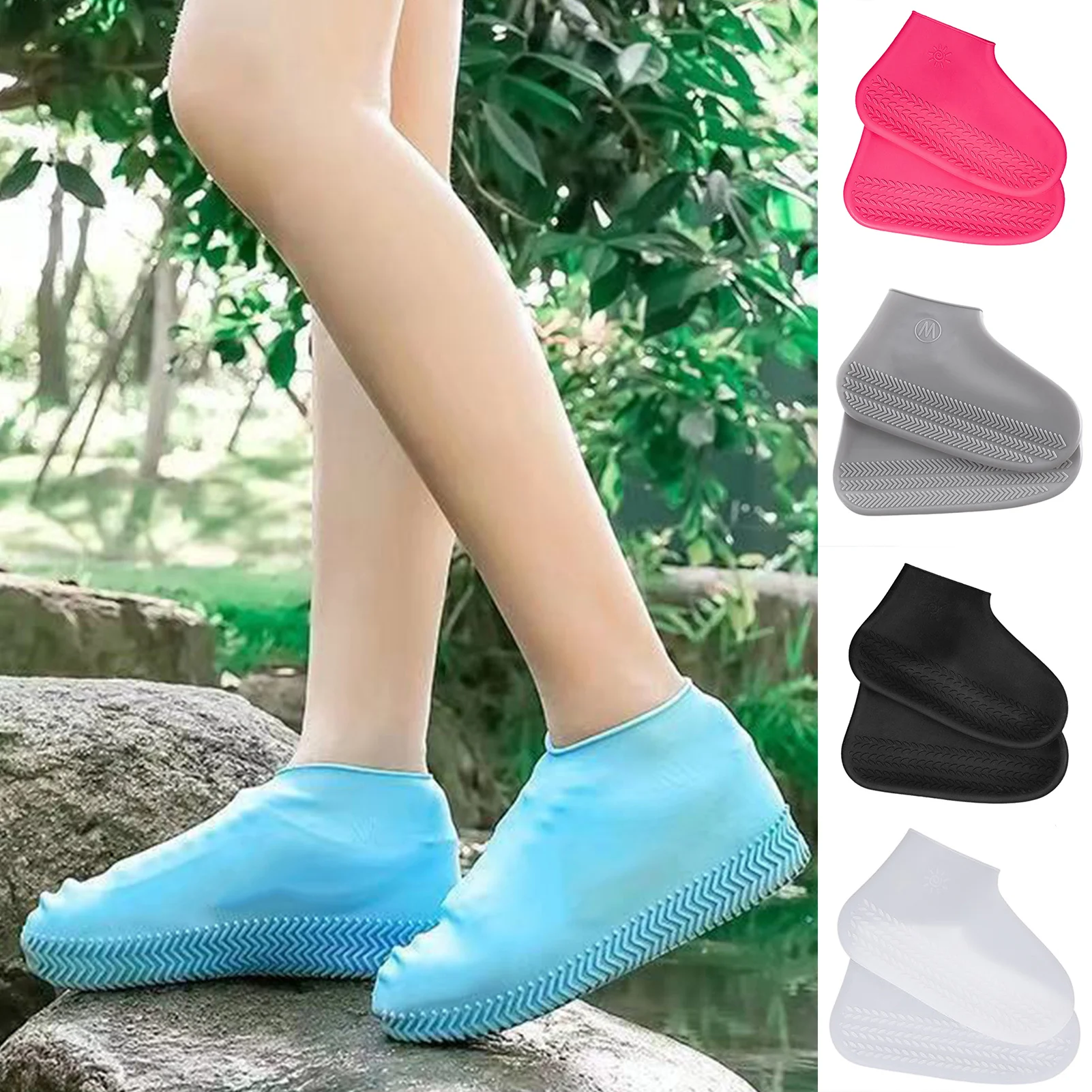 Silicone WaterProof Shoe Covers Anti-slip Reusable Rain Shoe Cover Unisex Non-slip Rain Boots Shoes Protector For Indoor Outdoor