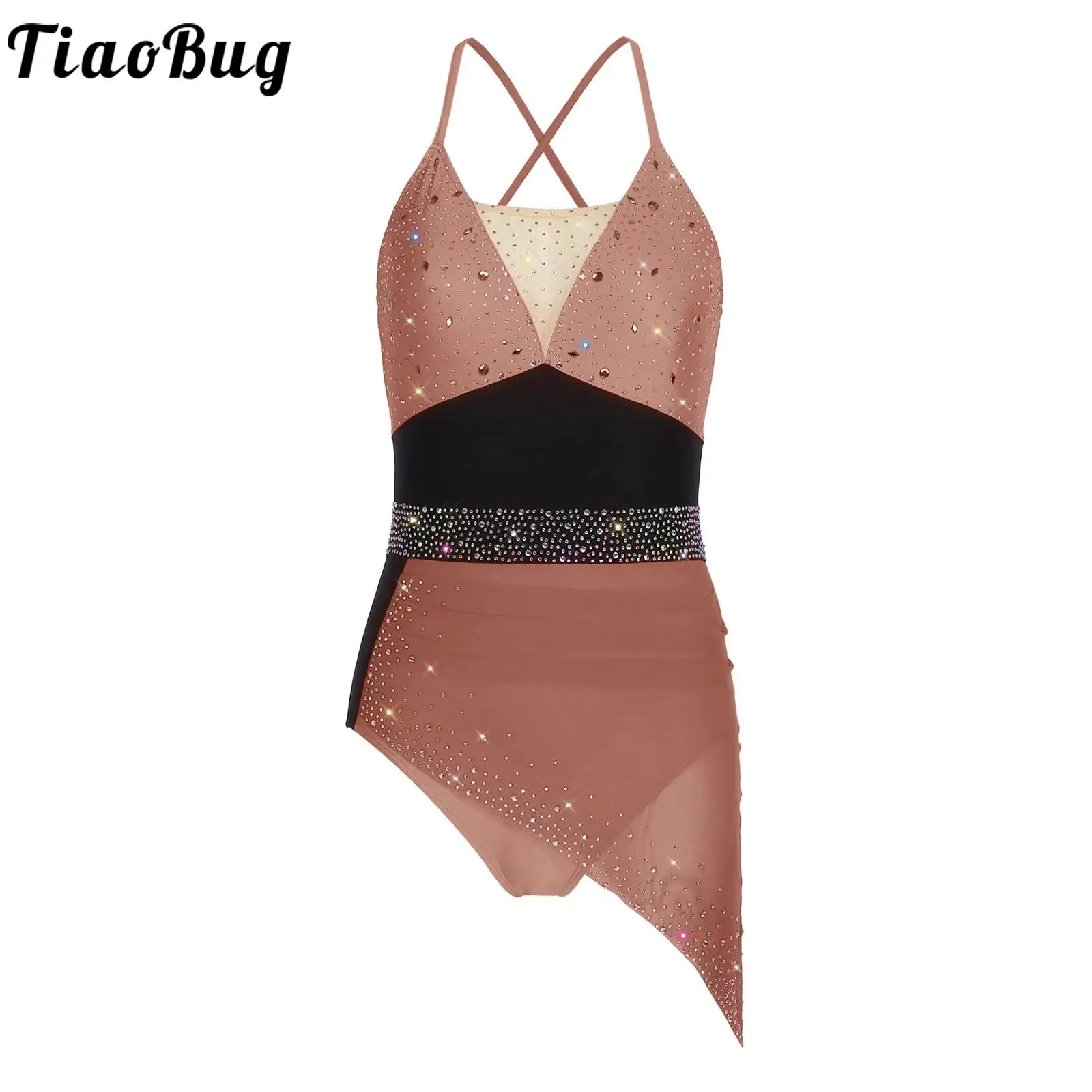 

Women Rhythmic Gymnastics Figure Skating Lyrical Dance Performance Costume Rhinestones Ice Skating Classical Dance Leotard Dress