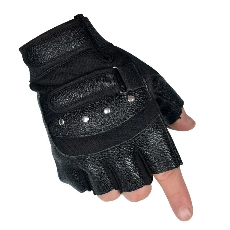 Мотоциклетные перчатки без пальцев для вождения, кожаные перчатки для спорта на открытом воздухе, перчатки с половиной пальца для мужчин и женщин, велосипедные, пешие прогулки, рыбалки, мотоперчатки