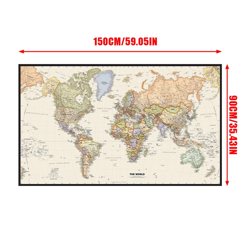 150x90 см карта мира нетканая живопись винтажная картина настенный художественный постер комната домашний декор офисные школьные принадлежности для подарка