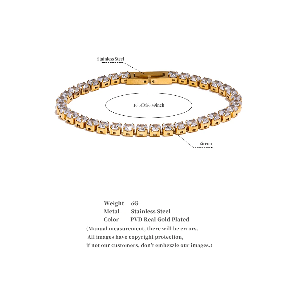 Yhpup 4mm hochwertige glänzende Zirkonia Kette Handgelenk Armband Armreif für Frauen Edelstahl exquisiten Premium-Schmuck neu – Detail 1