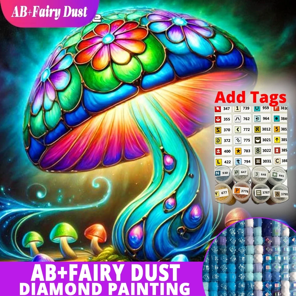

AB Fairy Dust 5D DIY Diamond Mosaic Mushroom Rhinestones Painting Embroidery Landscape Drill New Arrival Home Decor