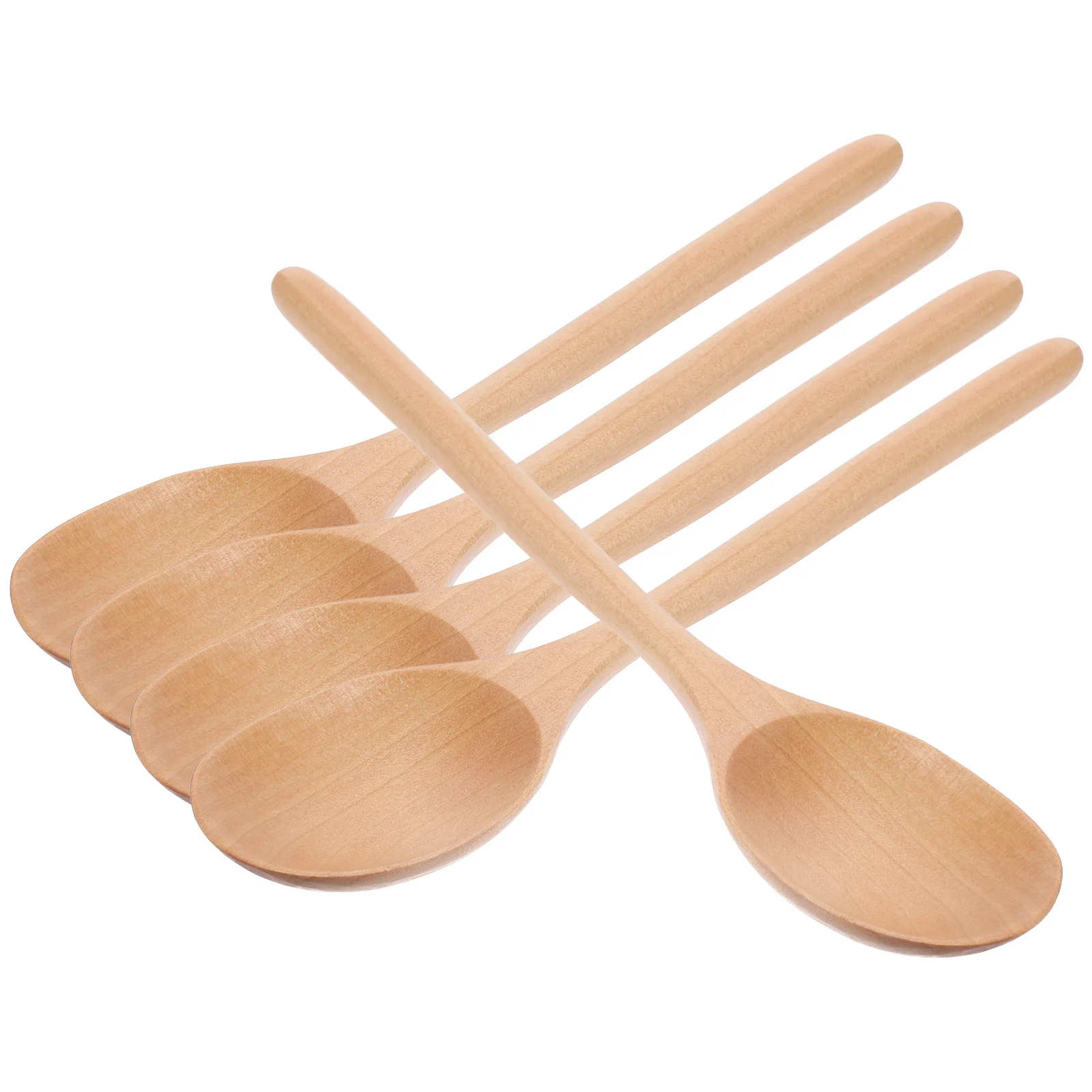 

5Pcs Long Handle Wooden Spoons Set Eco Friendly Mixing Spoon for Soup Cooking Stirring Beverage Syrup Serving Dessert