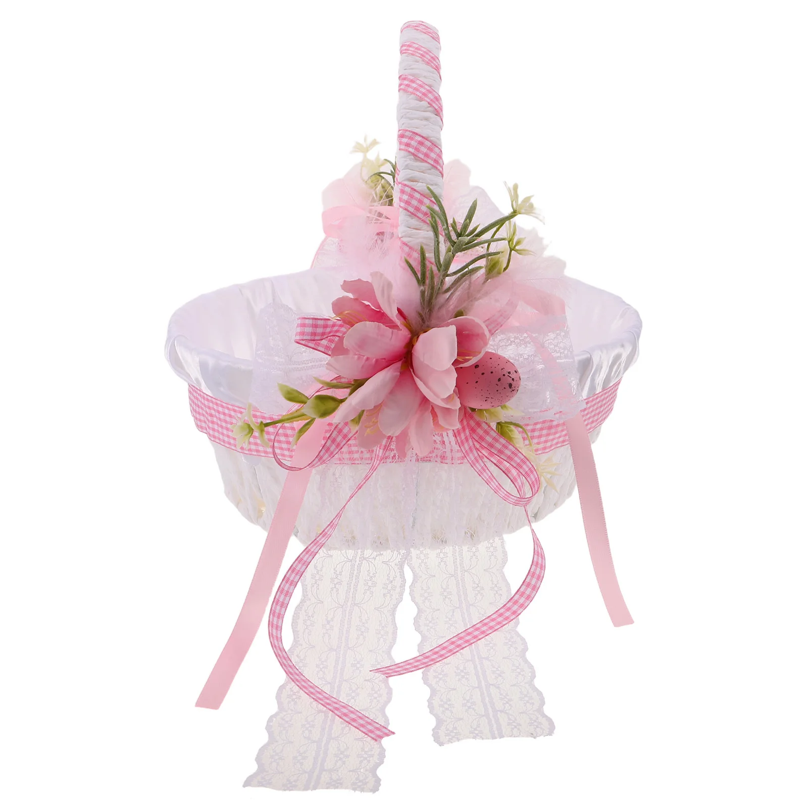 

Multipurpose Handwoven Flower Basket with Handle Ideal for Wedding Favors Easter Treats Floral Displays Rustic Style Party