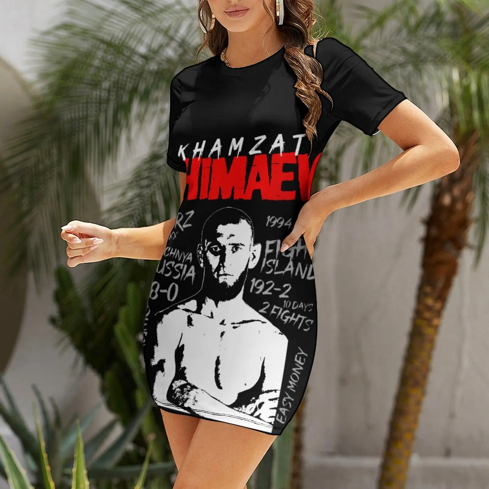 Sexy Khamzat Destroy Chimaev Short Sleeved Dress Funny Geek Cocktails  Woman's Dress The Dress Novelty