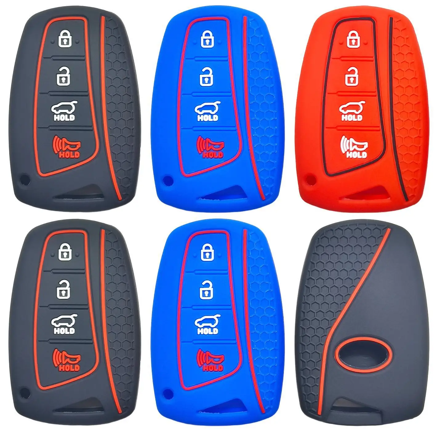 Para el nuevo y moderno Shengda Yazun Equus IX45 control remoto de rejilla cubierta de llave de coche de silicona con patrón de panal de 4 botones