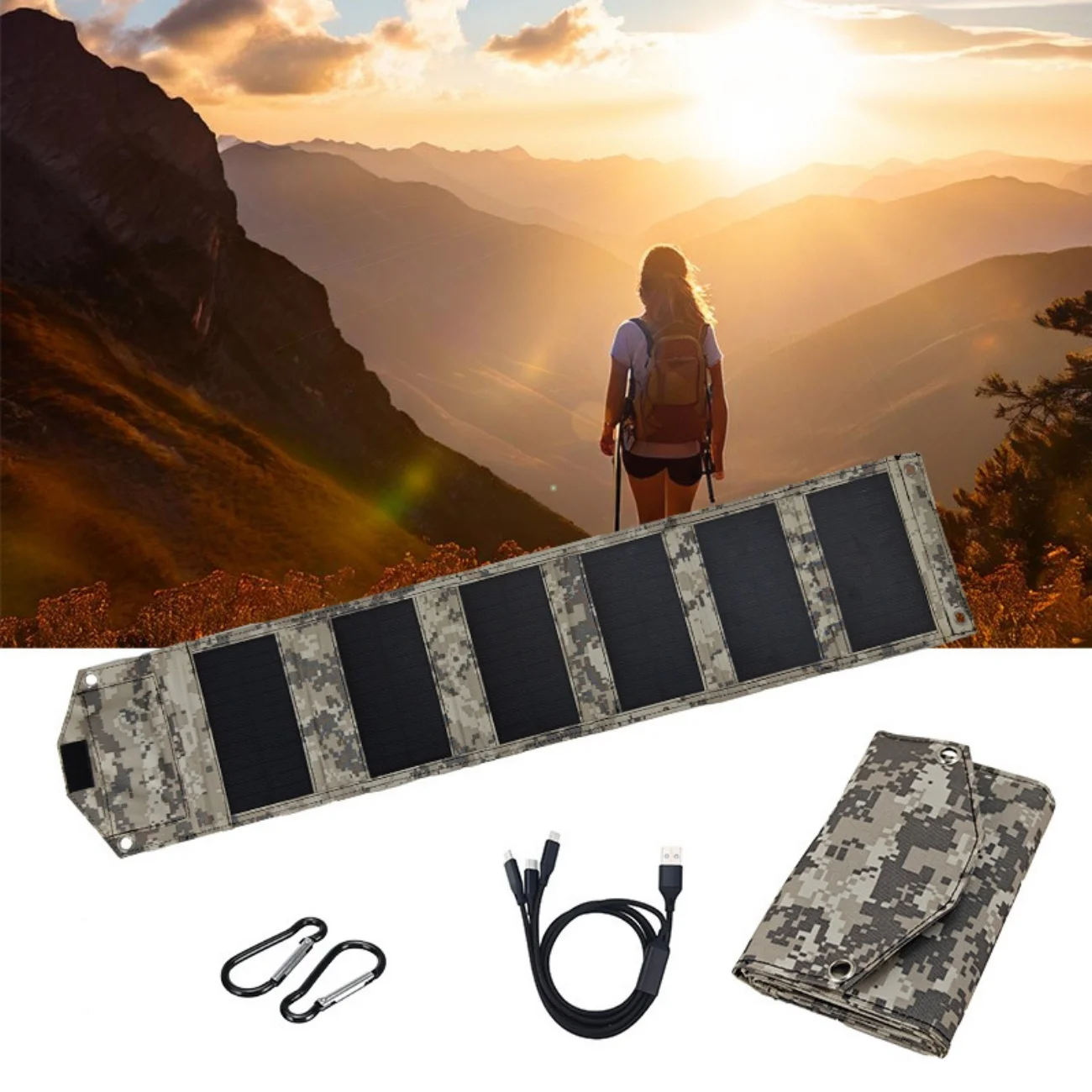 

15W 5V Portable Foldable Solar Panel USB Charger Output Mobile Phone Computer Battery Charging Power Bank For Camping Hiking