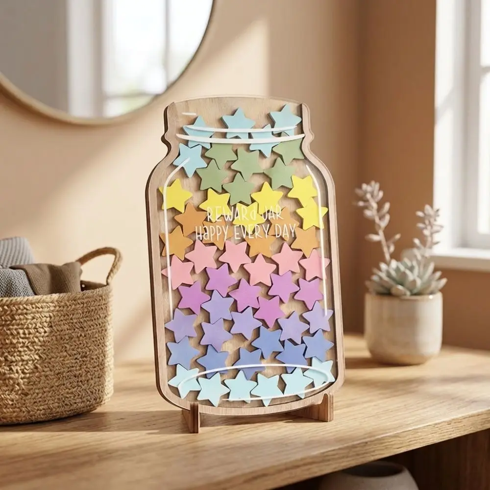 Interactive Star Reward Jars with 45 Stars Reward System Freestanding Self-discipline Reward Bottle Detachable Stand