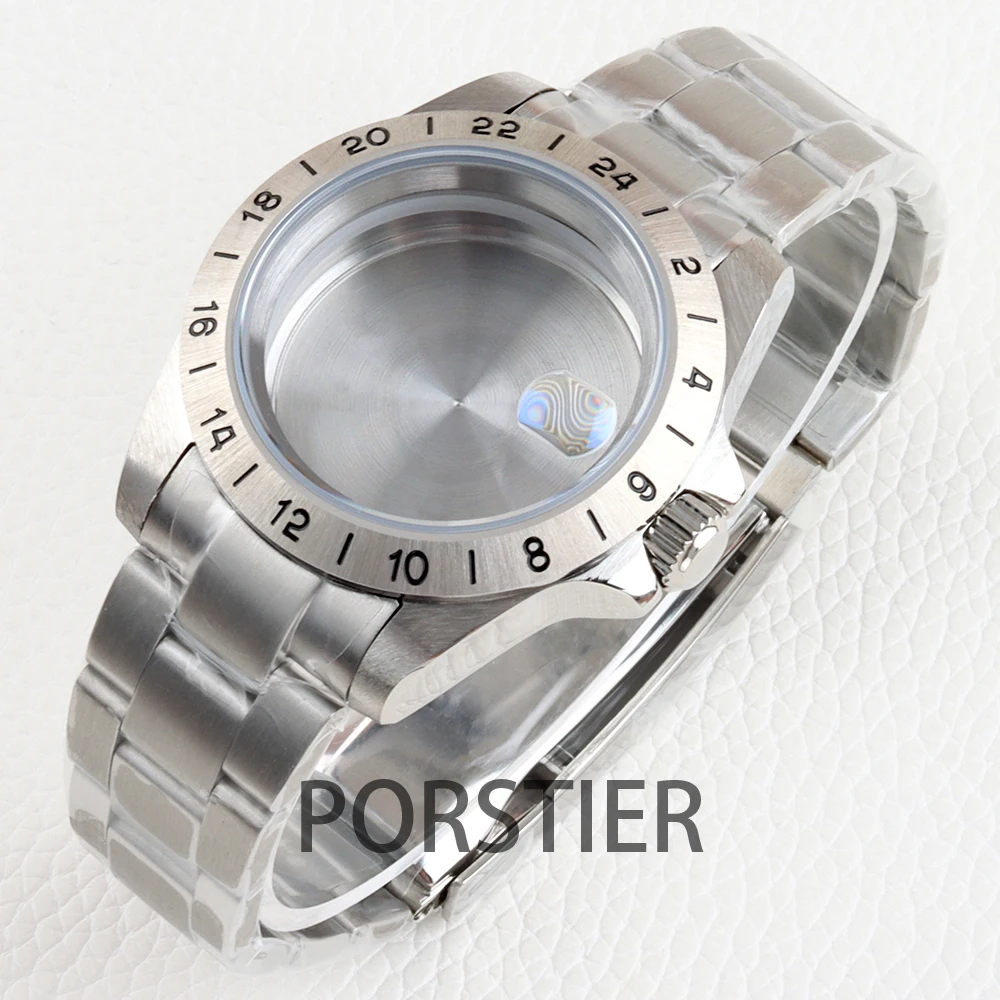 39mm EXP 24 Hour GMT Soild Bezel NH35 Watch Case for NH34 NH35 NH36 Sapphire Glass Men Case Stainless Steel Oyster/Jubilee Strap