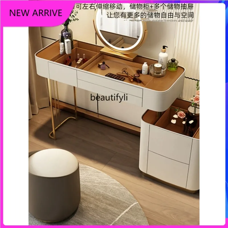 Dresser small apartment bedroom storage cabinet integrated all solid wood glass dressing table with light