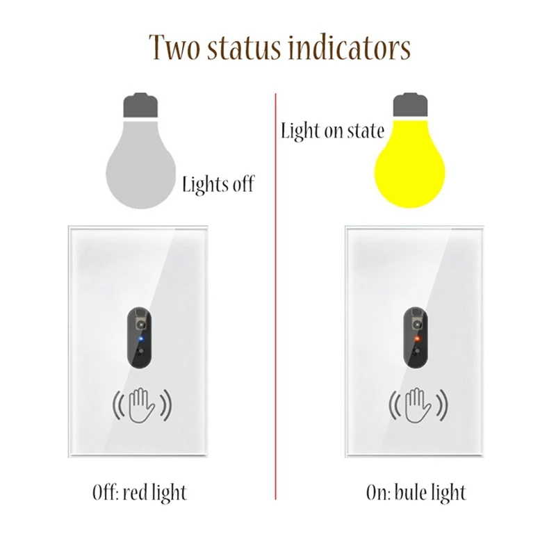 ●Smart Light Switch Wall Light Switch Wave Infrared Sensor No Need Touch Electrical Power on Off US Plug
