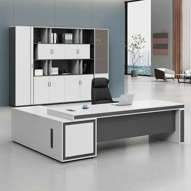 

Storage Executive Office Desk Luxury Long Reception White Computer Desks Standing Corner Mesa De Computador Modern Furniture