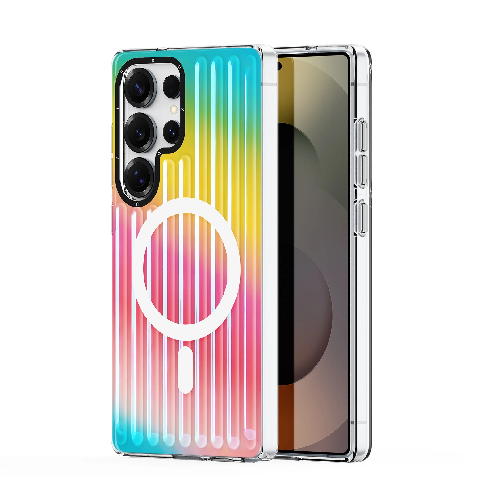 

For Samsung Galaxy S25 Ultra Case DUX DUCIS Zest Series Compatible with MagSafe Gradient TPU + PET Phone Cover - Gradient Rainbo