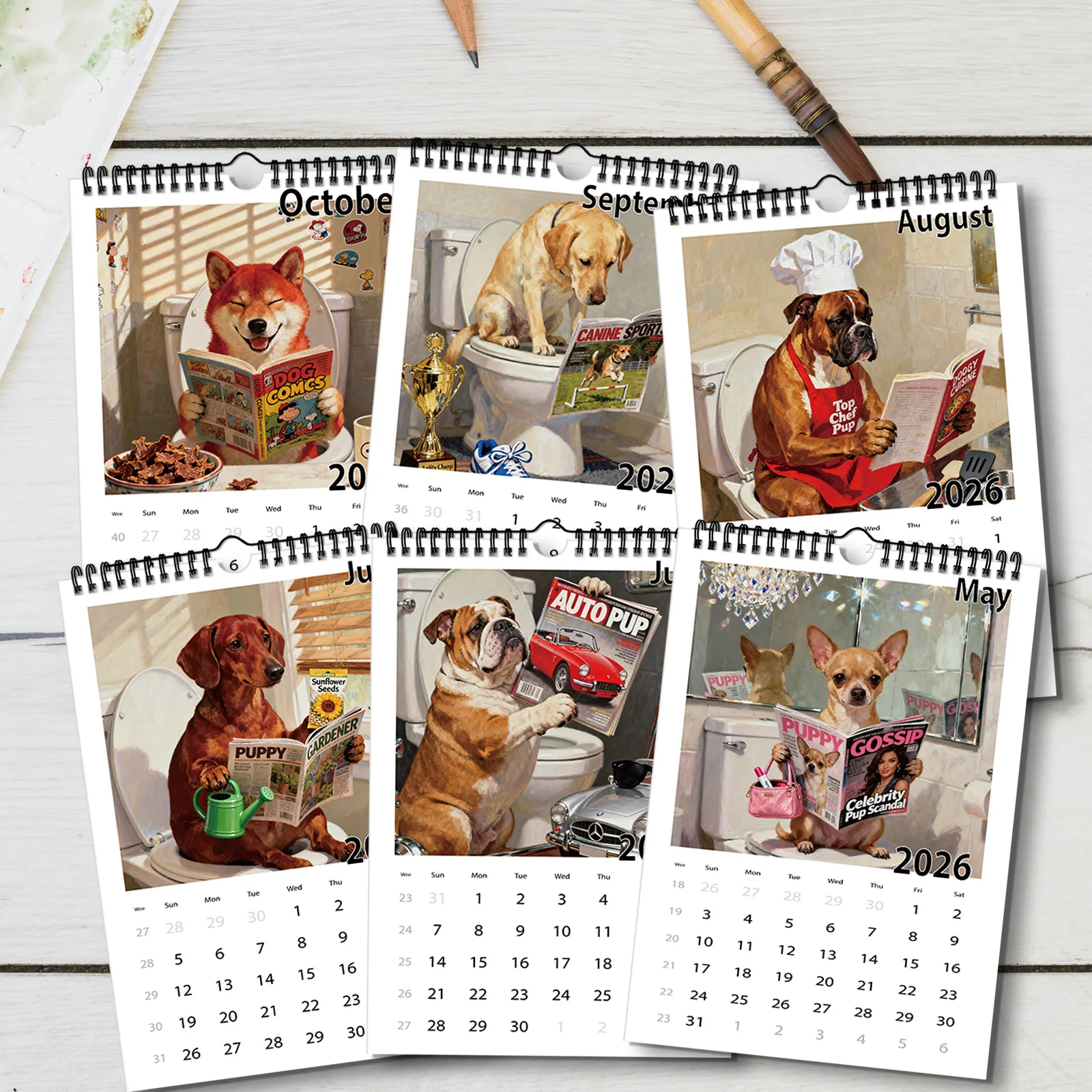 1 قطعة 2026 A4 تقويم الحائط ، تقويم الحائط الكبير ، كلب أليف ، 12 أنماط رائعة مختلفة ، مثالية للمنزل والمكتب والمدرسة والسفر