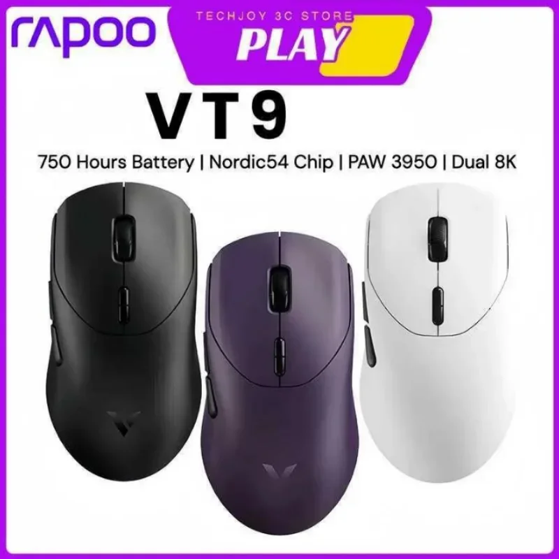 

Portable Rapoo VT9 MAX GEN 2 True 8K Wireless Polling Rate 53g Ultra Lightweight Gaming Mouse 750Hr Battery Life