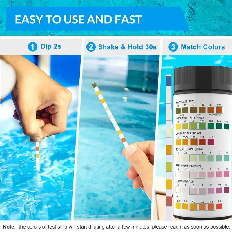 Pool Testing Strips Accurate 8-Way Pool Water Test Strips 100 Strips Pool And Hot Tub Test Strips For Quick&easy Test Salt Total